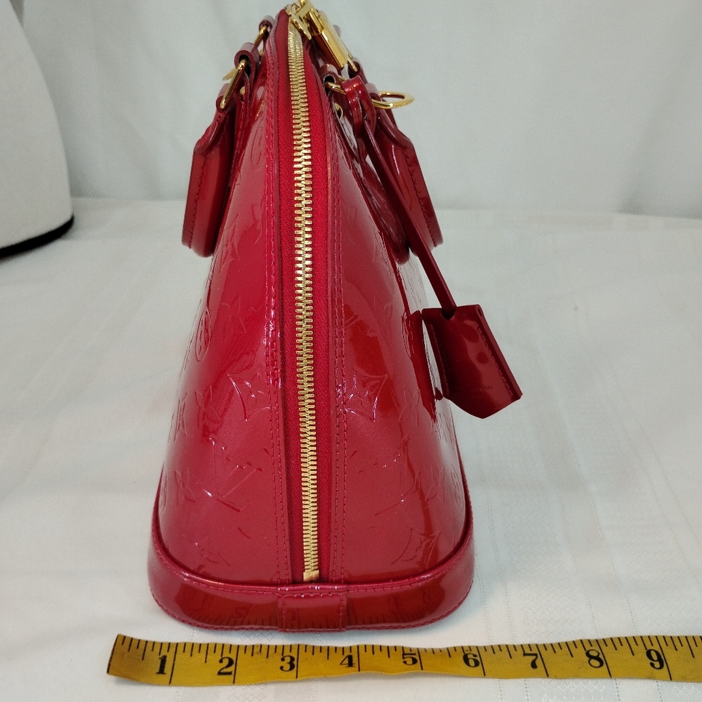 LOUIS VUITTON Vernis Red Patent Leather Alma PM Handbag COA - Picture 13 of 16